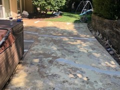 Though they do not show up well in the before photo, the second photo shows where cracks have been repaired on the back patio.